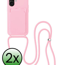 BASEY. BASEY. iPhone 16 Plus Hoesje Pashouder met Koord - Lichtroze - 2 PACK