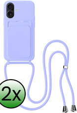 BASEY. BASEY. iPhone 16 Plus Hoesje Pashouder met Koord - Lila - 2 PACK