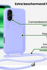 BASEY. BASEY. iPhone 16 Plus Hoesje Pashouder met Koord - Lila - 2 PACK
