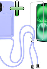 BASEY. BASEY. iPhone 16 Plus Hoesje Pashouder met Koord Met Screenprotector - Lila