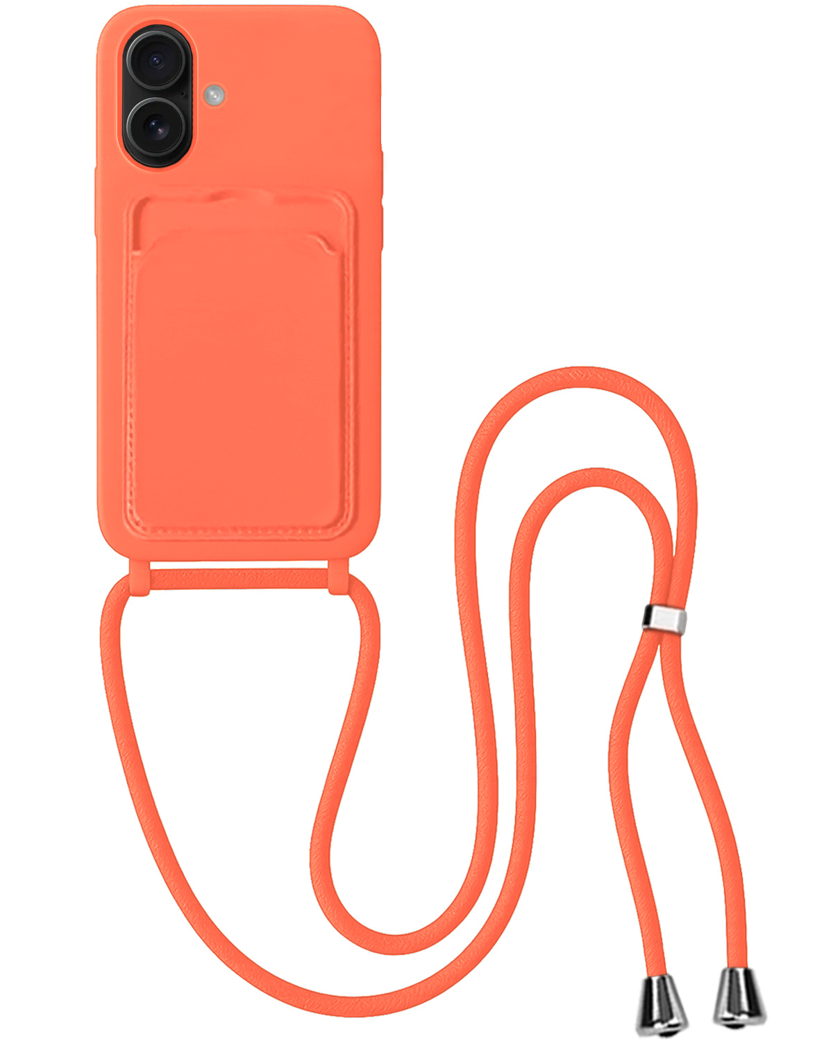BASEY. BASEY. iPhone 16 Plus Hoesje Pashouder met Koord - Papaya
