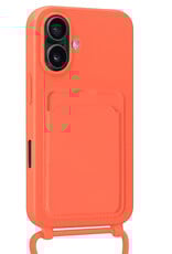 BASEY. BASEY. iPhone 16 Plus Hoesje Pashouder met Koord - Papaya