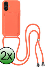 BASEY. BASEY. iPhone 16 Plus Hoesje Pashouder met Koord - Papaya - 2 PACK