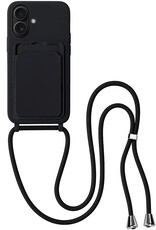 BASEY. BASEY. iPhone 16 Plus Hoesje Pashouder met Koord - Zwart