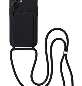 BASEY. BASEY. iPhone 16 Plus Hoesje Pashouder met Koord - Zwart