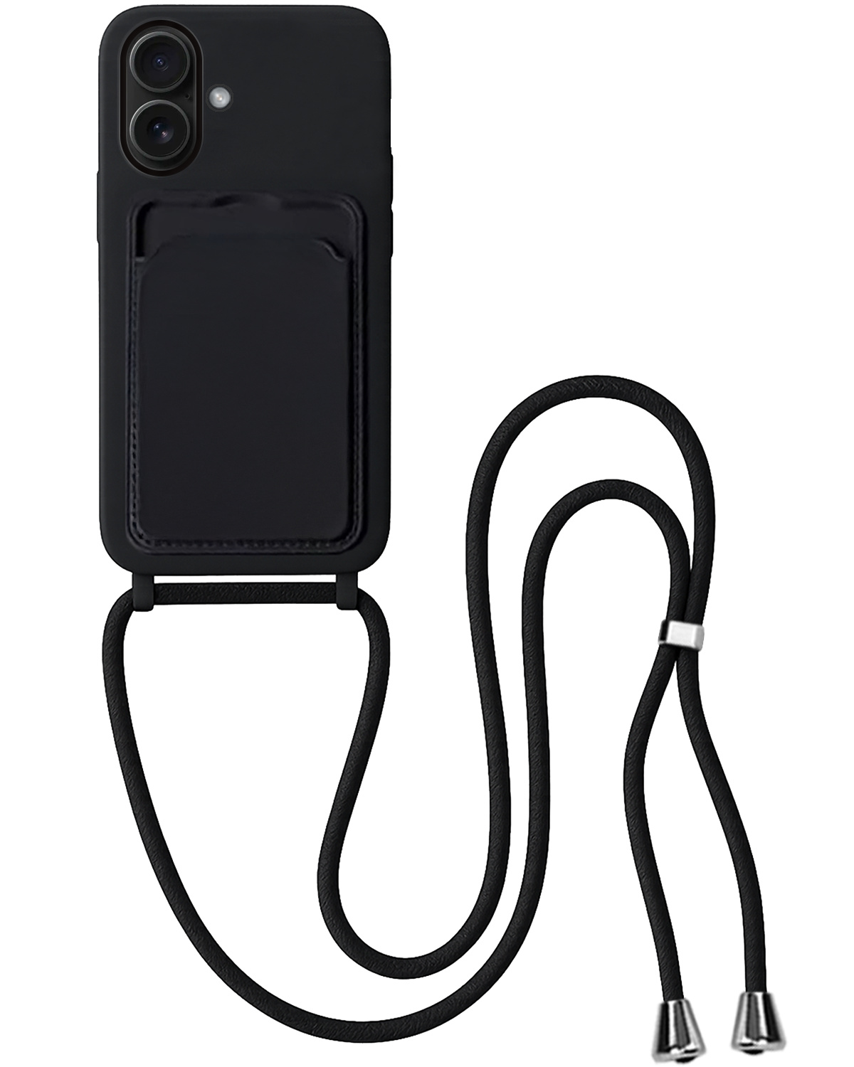 BASEY. BASEY. iPhone 16 Plus Hoesje Pashouder met Koord - Zwart