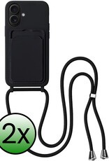 BASEY. BASEY. iPhone 16 Plus Hoesje Pashouder met Koord - Zwart - 2 PACK