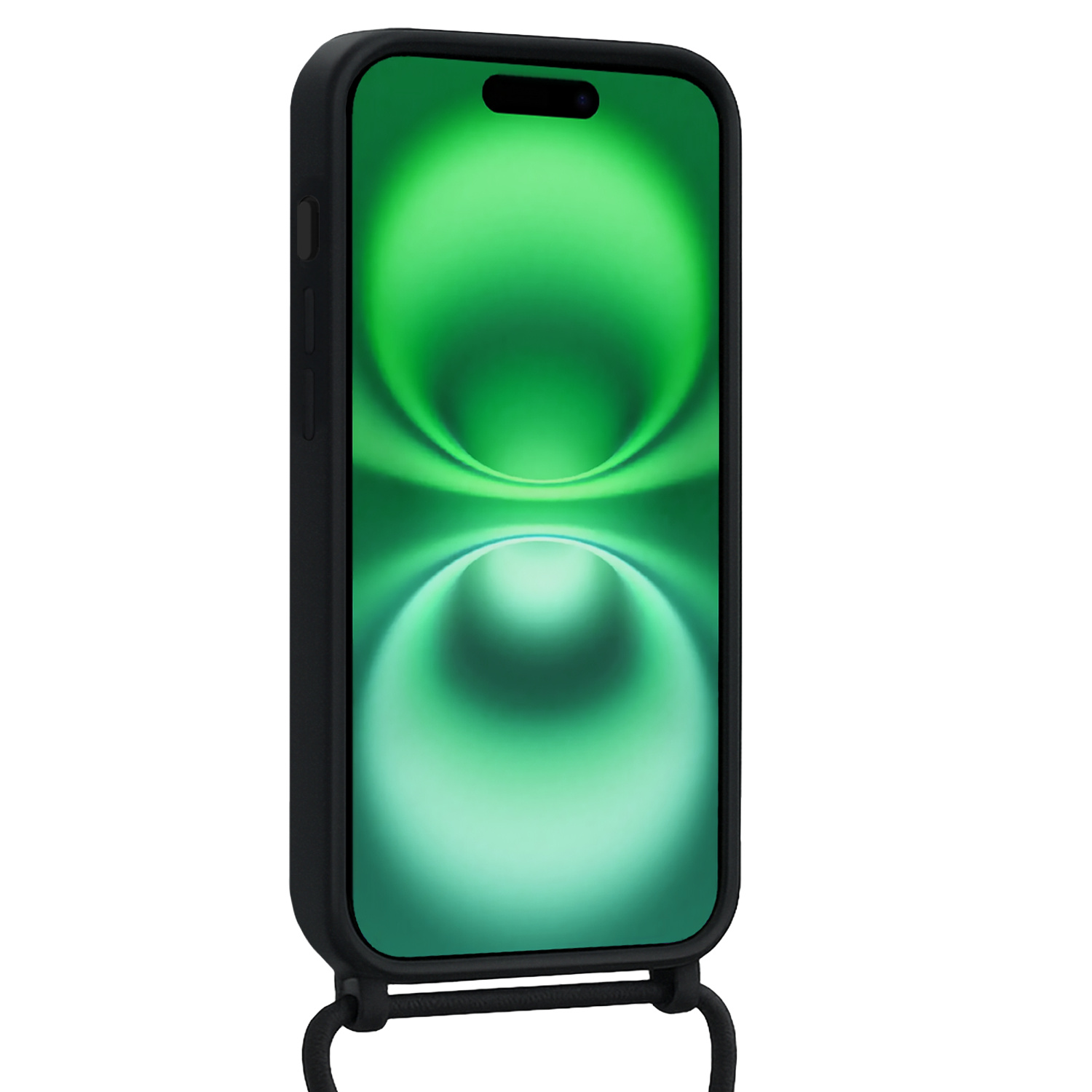 BASEY. BASEY. iPhone 16 Plus Hoesje Pashouder met Koord Met Screenprotector - Zwart