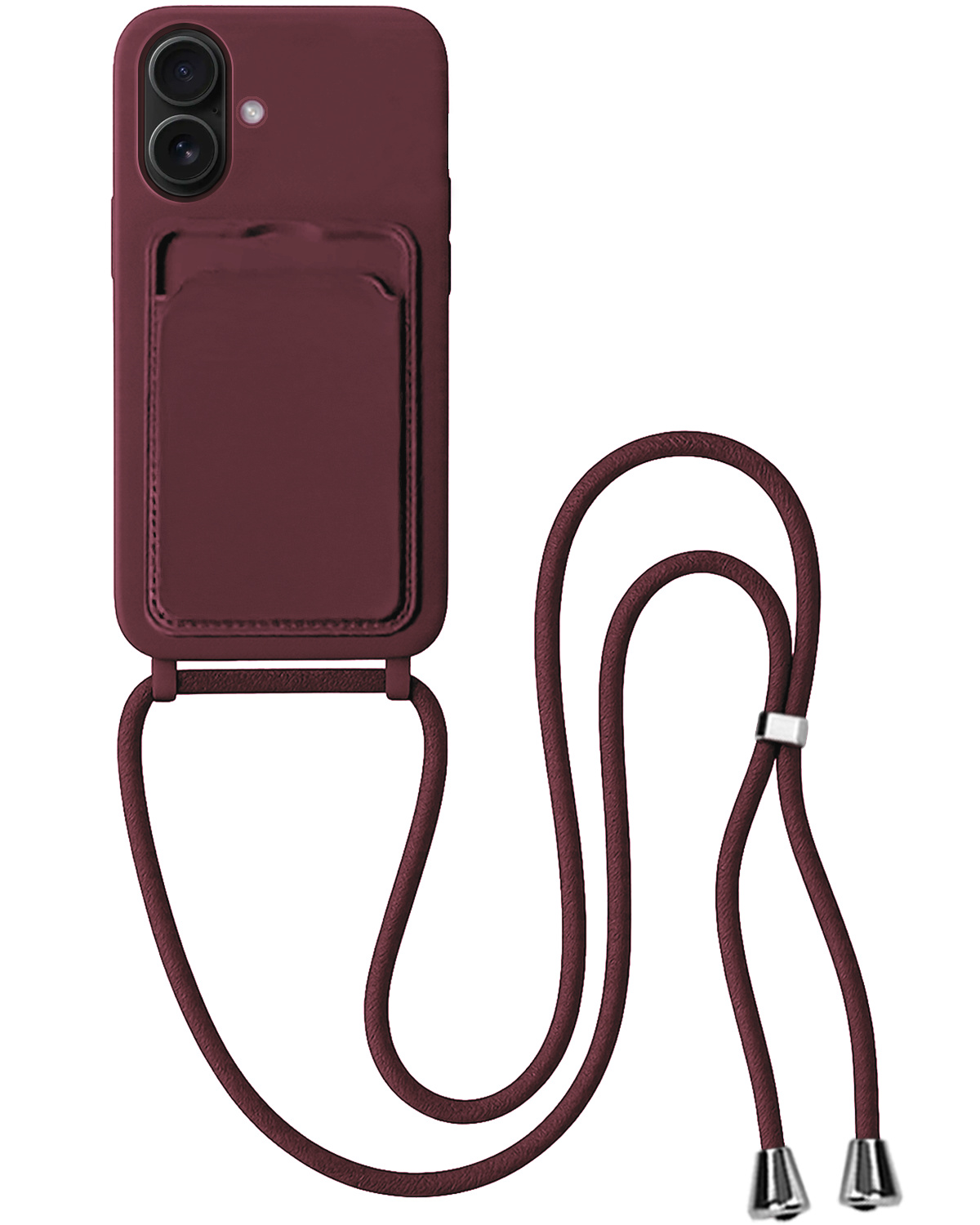 BASEY. BASEY. iPhone 16 Hoesje Pashouder met Koord - Aubergine