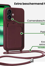 BASEY. BASEY. iPhone 16 Hoesje Pashouder met Koord - Aubergine - 2 PACK