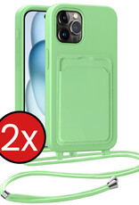 BASEY. BASEY. iPhone 16 Hoesje Pashouder met Koord Met 2x Screenprotector - Aubergine