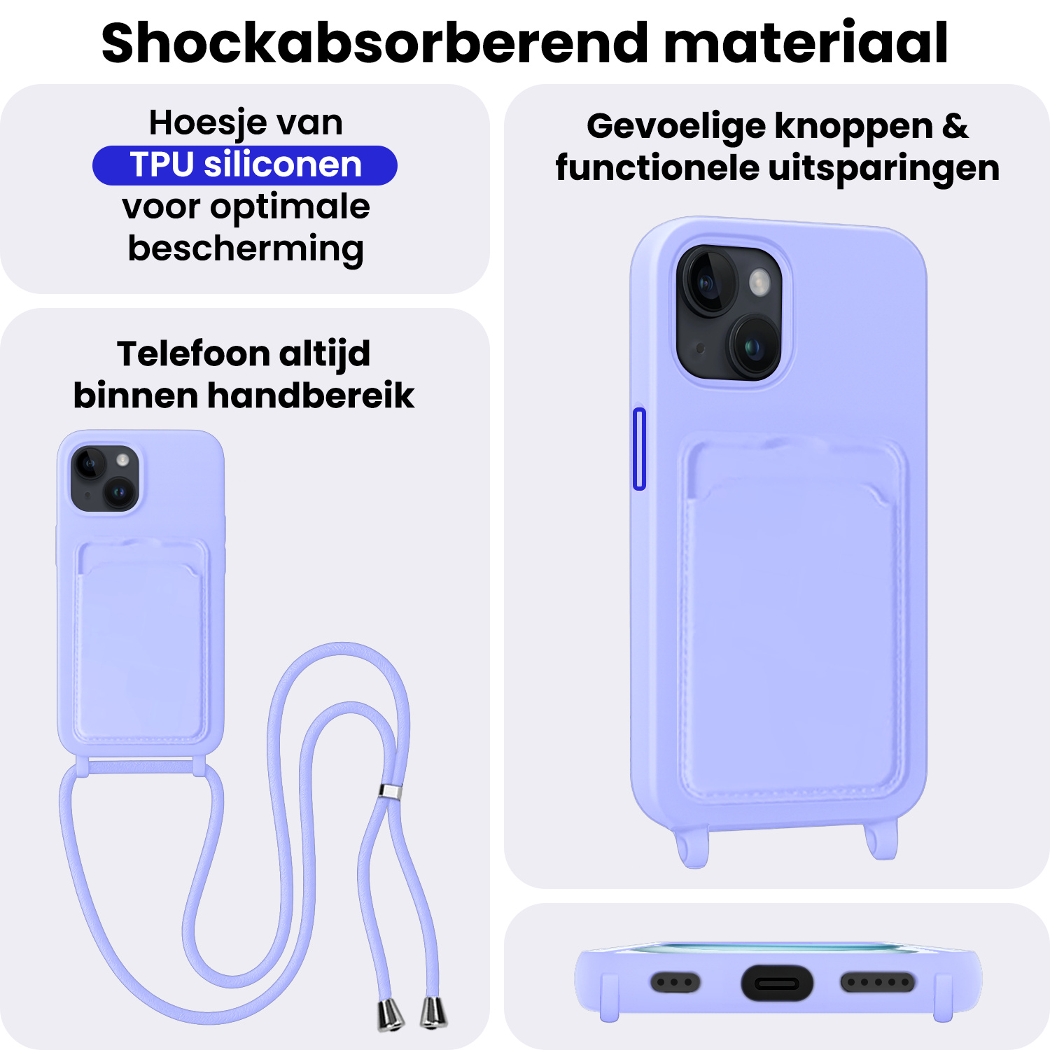 BASEY. BASEY. iPhone 16 Hoesje Pashouder met Koord - Donkergroen