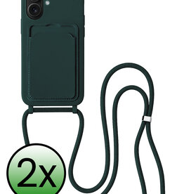 BASEY. BASEY. iPhone 16 Hoesje Pashouder met Koord - Donkergroen - 2 PACK