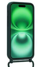 BASEY. BASEY. iPhone 16 Hoesje Pashouder met Koord Met 2x Screenprotector - Donkergroen