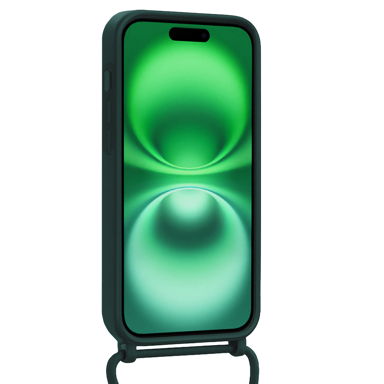 BASEY. BASEY. iPhone 16 Hoesje Pashouder met Koord Met 2x Screenprotector - Donkergroen