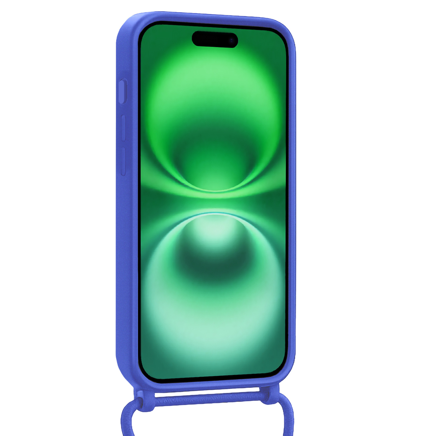 BASEY. BASEY. iPhone 16 Hoesje Pashouder met Koord Met Screenprotector - Fel Blauw