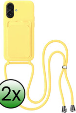 BASEY. BASEY. iPhone 16 Hoesje Pashouder met Koord - Geel - 2 PACK