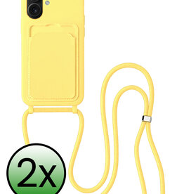 BASEY. BASEY. iPhone 16 Hoesje Pashouder met Koord - Geel - 2 PACK