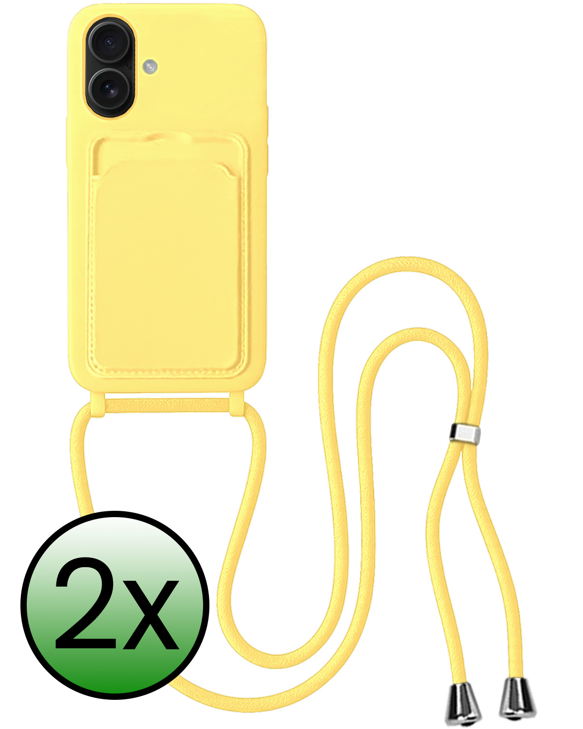 BASEY. BASEY. iPhone 16 Hoesje Pashouder met Koord - Geel - 2 PACK