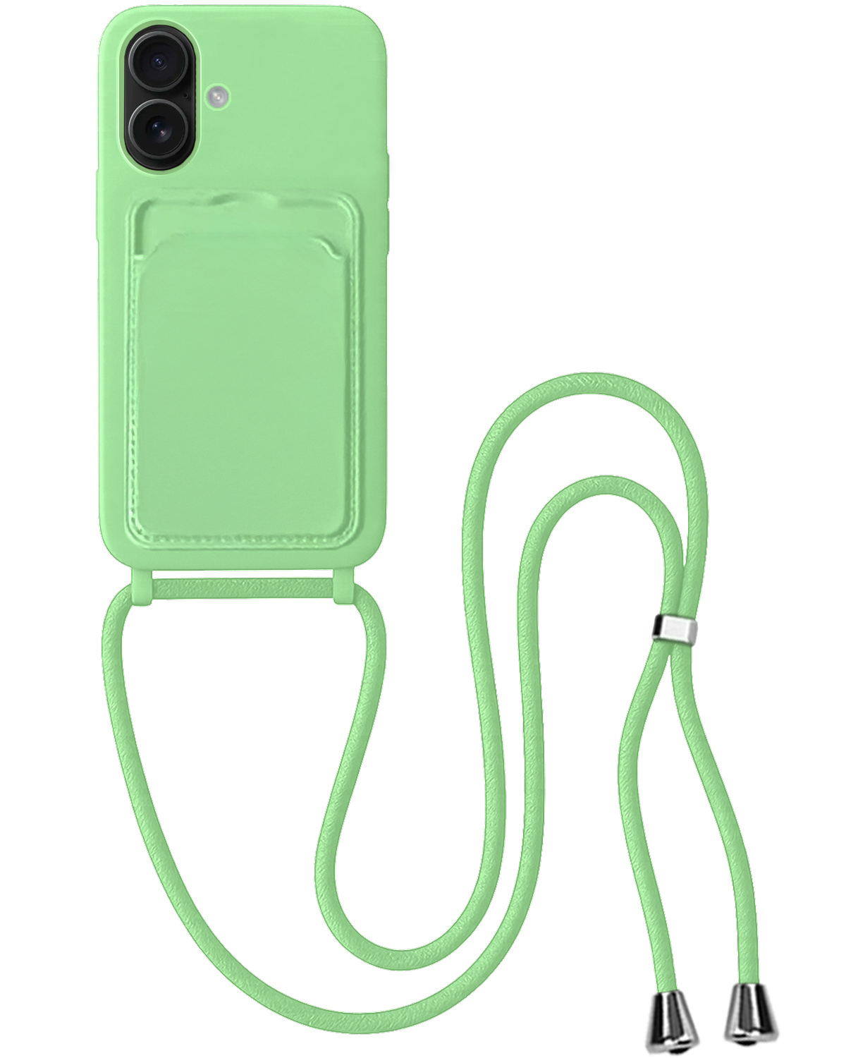 BASEY. BASEY. iPhone 16 Hoesje Pashouder met Koord - Groen