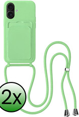 BASEY. BASEY. iPhone 16 Hoesje Pashouder met Koord - Groen - 2 PACK
