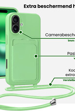 BASEY. BASEY. iPhone 16 Hoesje Pashouder met Koord Met Screenprotector - Groen