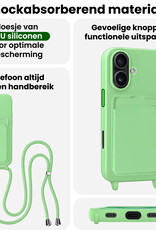 BASEY. BASEY. iPhone 16 Hoesje Pashouder met Koord Met Screenprotector - Groen