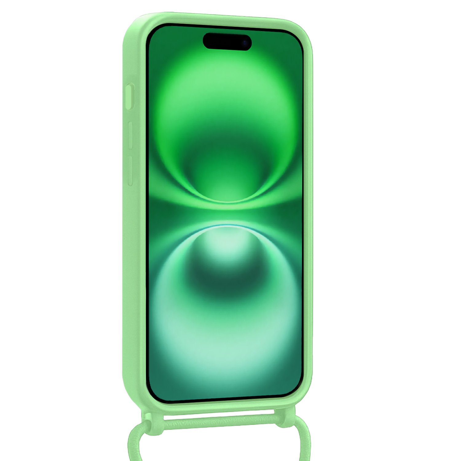 BASEY. BASEY. iPhone 16 Hoesje Pashouder met Koord Met Screenprotector - Groen