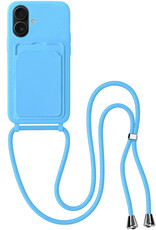BASEY. BASEY. iPhone 16 Hoesje Pashouder met Koord - Lichtblauw