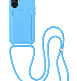 BASEY. BASEY. iPhone 16 Hoesje Pashouder met Koord - Lichtblauw