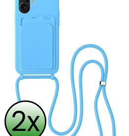 BASEY. BASEY. iPhone 16 Hoesje Pashouder met Koord - Lichtblauw - 2 PACK