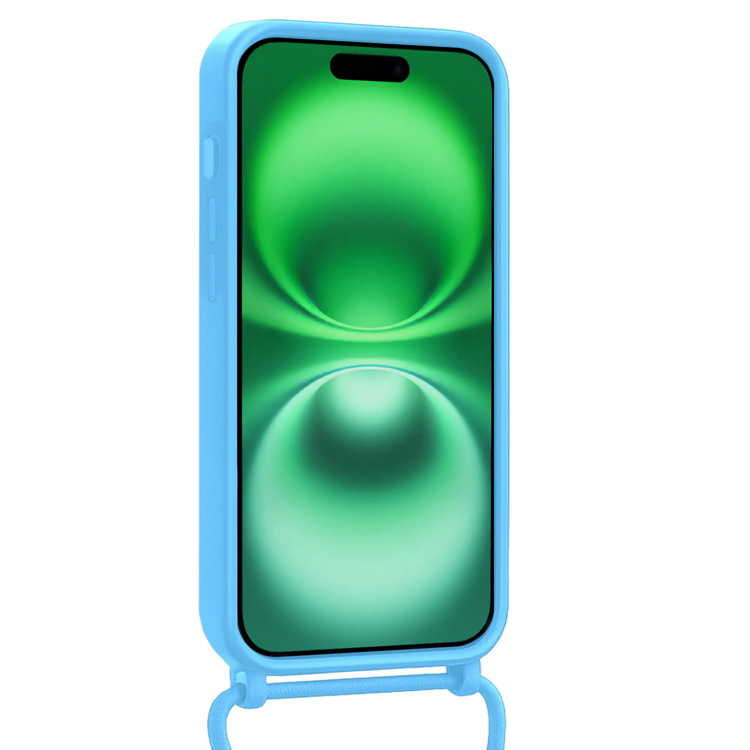 BASEY. BASEY. iPhone 16 Hoesje Pashouder met Koord Met 2x Screenprotector - Lichtblauw