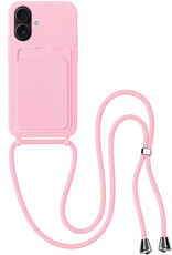 BASEY. BASEY. iPhone 16 Hoesje Pashouder met Koord - Lichtroze