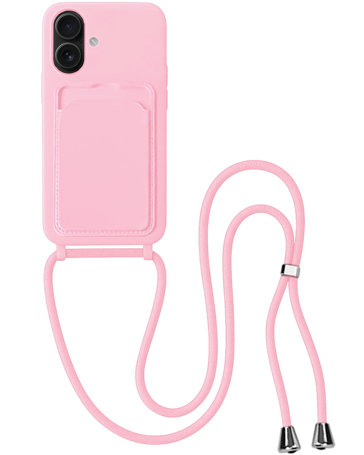 BASEY. BASEY. iPhone 16 Hoesje Pashouder met Koord - Lichtroze