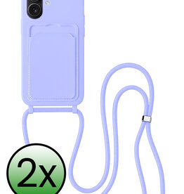 BASEY. BASEY. iPhone 16 Hoesje Pashouder met Koord - Lila - 2 PACK