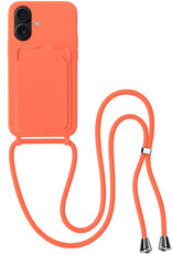 BASEY. BASEY. iPhone 16 Hoesje Pashouder met Koord - Papaya