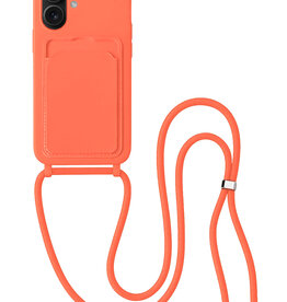 BASEY. BASEY. iPhone 16 Hoesje Pashouder met Koord - Papaya