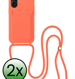 BASEY. BASEY. iPhone 16 Hoesje Pashouder met Koord - Papaya - 2 PACK