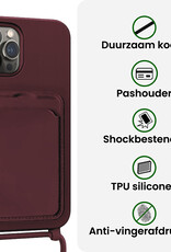 BASEY. BASEY. iPhone 16 Pro Hoesje Pashouder met Koord Met 2x Screenprotector - Aubergine