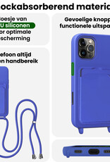 BASEY. BASEY. iPhone 16 Pro Hoesje Pashouder met Koord Met 2x Screenprotector - Fel Blauw