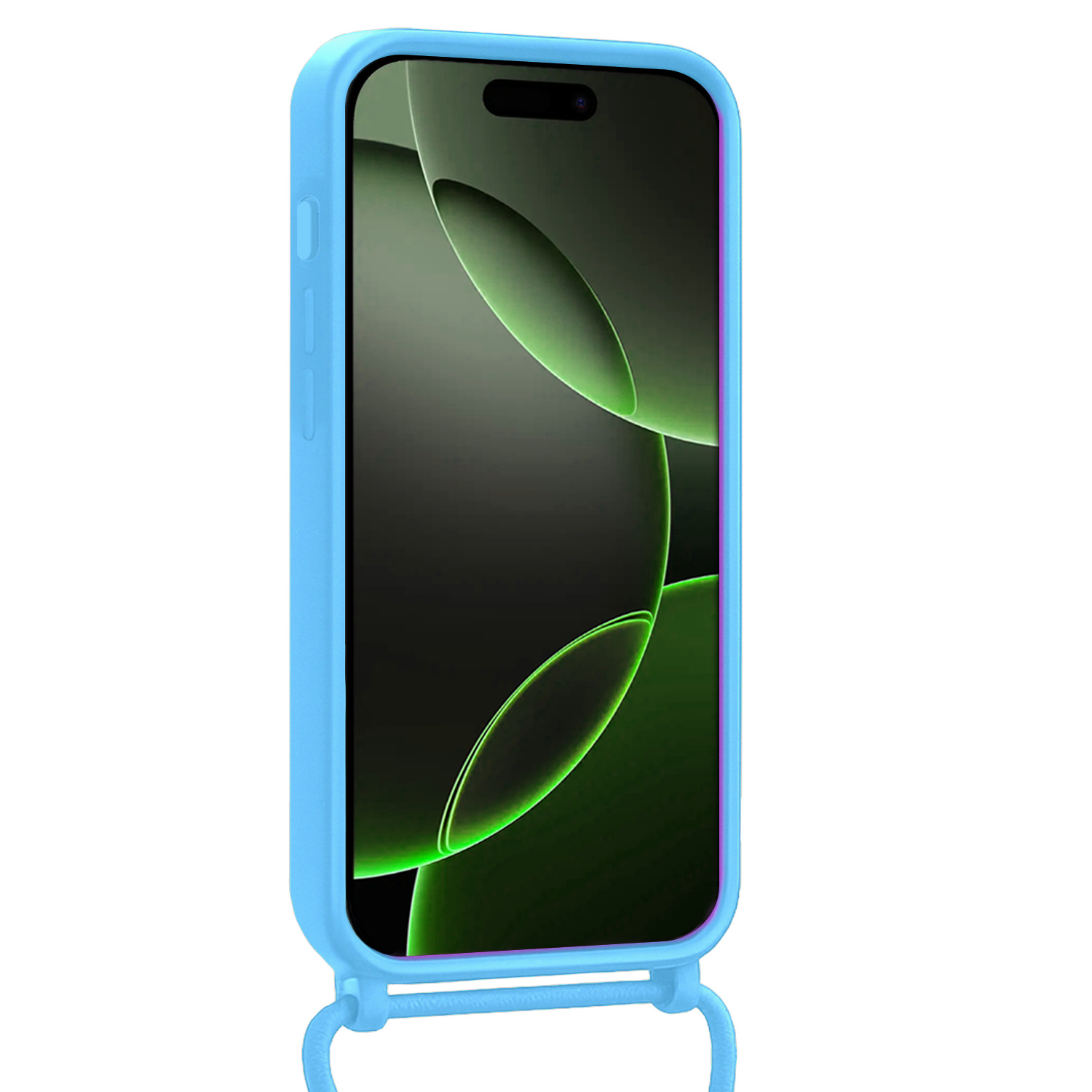 BASEY. BASEY. iPhone 16 Pro Hoesje Pashouder met Koord Met 2x Screenprotector - Lichtblauw