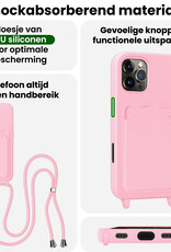 BASEY. BASEY. iPhone 16 Pro Hoesje Pashouder met Koord Met 2x Screenprotector - Lichtroze