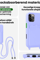BASEY. BASEY. iPhone 16 Pro Hoesje Pashouder met Koord Met 2x Screenprotector - Lila
