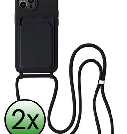 BASEY. BASEY. iPhone 16 Pro Hoesje Pashouder met Koord - Zwart - 2 PACK