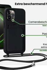 BASEY. BASEY. iPhone 16 Pro Hoesje Pashouder met Koord Met 2x Screenprotector - Zwart