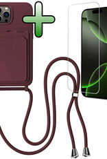 BASEY. BASEY. iPhone 16 Pro Max Hoesje Pashouder met Koord Met Screenprotector - Aubergine