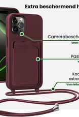 BASEY. BASEY. iPhone 16 Pro Max Hoesje Pashouder met Koord Met Screenprotector - Aubergine
