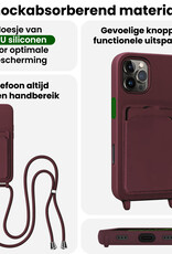 BASEY. BASEY. iPhone 16 Pro Max Hoesje Pashouder met Koord Met Screenprotector - Aubergine