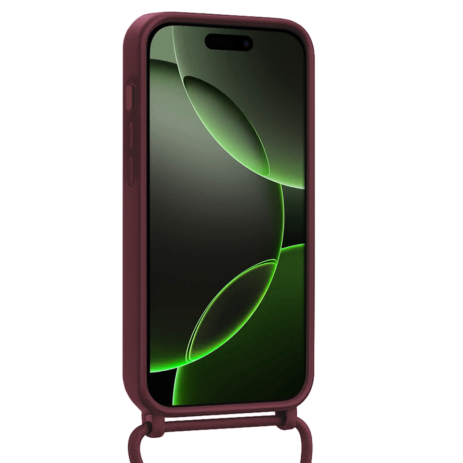 BASEY. BASEY. iPhone 16 Pro Max Hoesje Pashouder met Koord Met Screenprotector - Aubergine