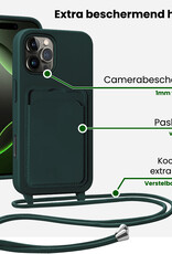 BASEY. BASEY. iPhone 16 Pro Max Hoesje Pashouder met Koord Met 2x Screenprotector - Donkergroen